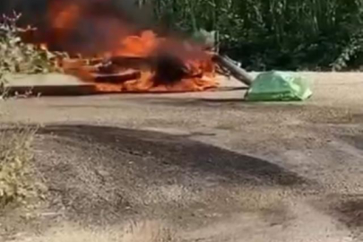 Bursa'da  alev alev yanan motosiket kül oldu