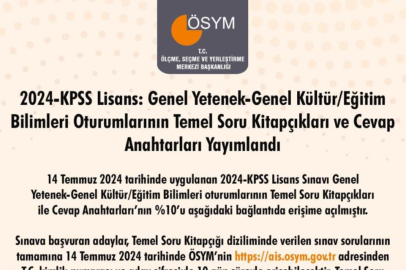 2024 KPSS soru ve cevap anahtarı yayımlandı